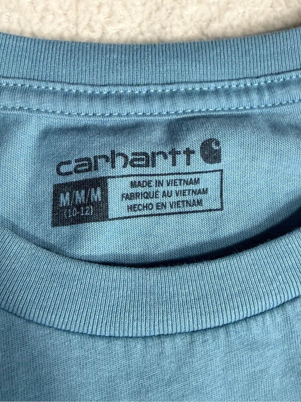 Carhartt Michigan Heritage Long Sleeve Pocket T-Shirt Light Blue Boys Medium - Picture 5 of 6